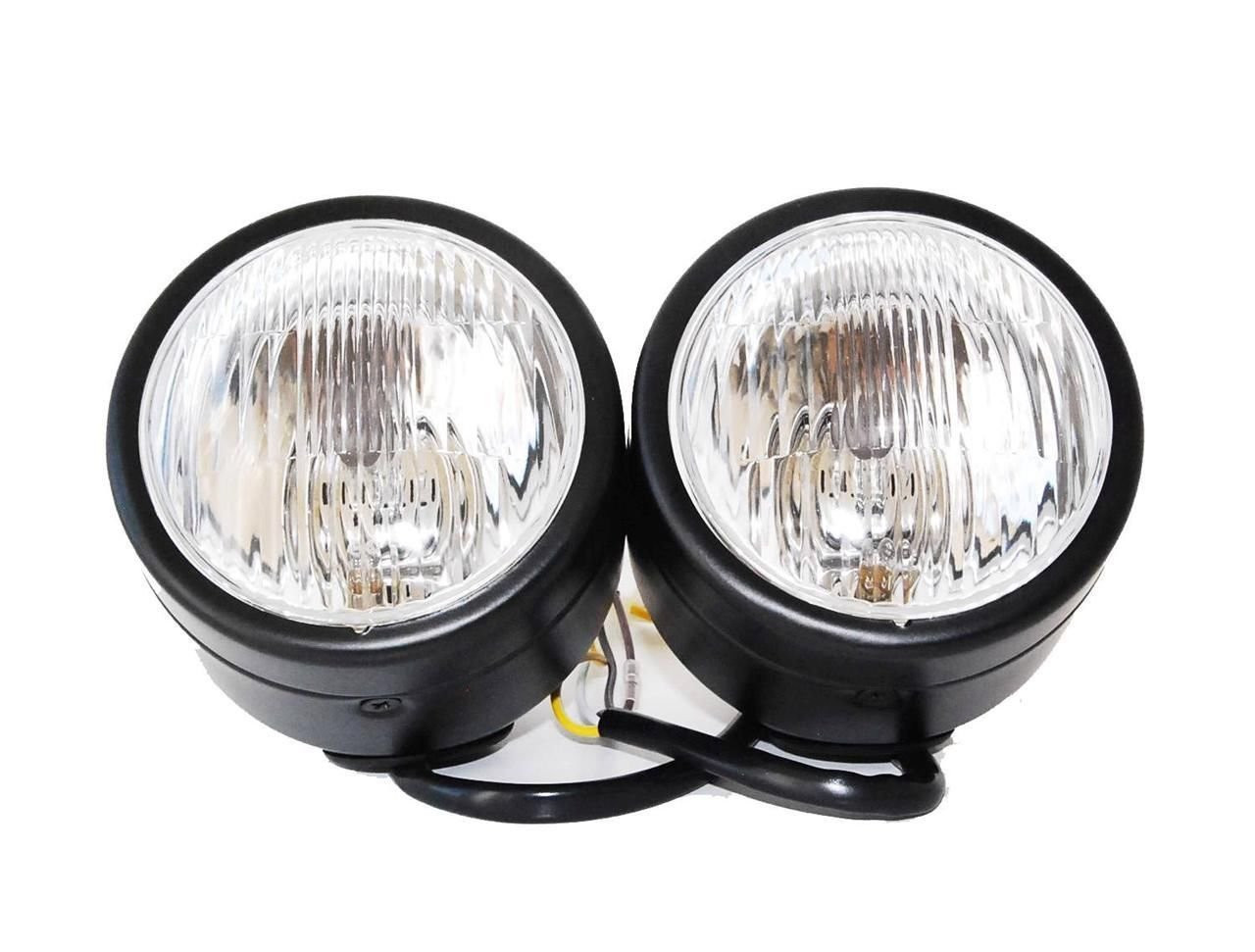 Black Twin Headlight Motorcycle Double Dual Lamp Street Fighter Naked  Dominator